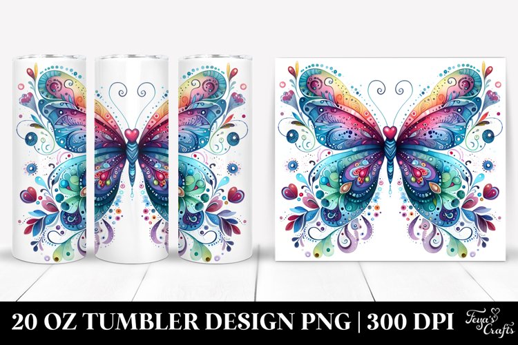 Colorful Whimsical Butterfly | 20 Oz Tumbler example image 1