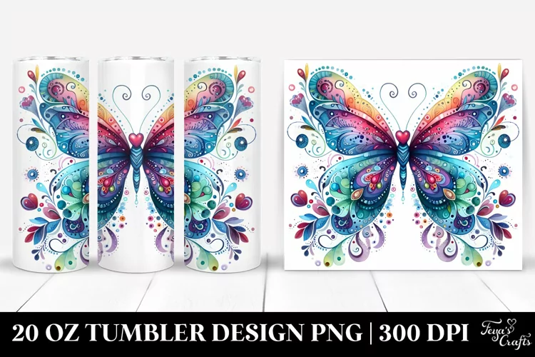 Colorful Whimsical Butterfly | 20 Oz Tumbler