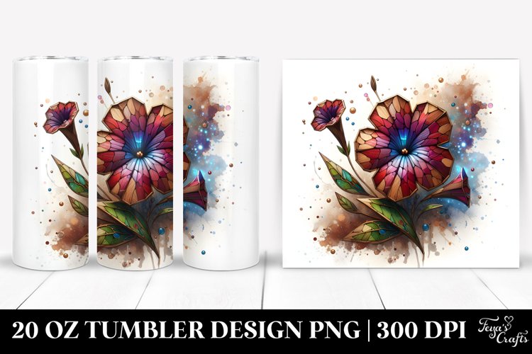 Abstract Wooden Stained Petunia | 20 Oz Tumbler example image 1