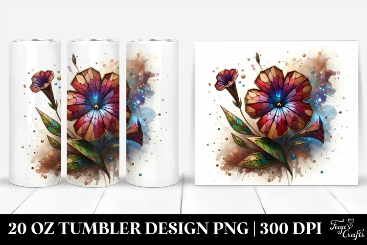 Abstract Wooden Stained Petunia | 20 Oz Tumbler