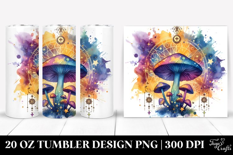 Vibrant Magical Celestial Mushroom Clipart, 20 Oz Tumbler