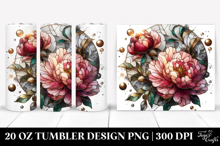 Stained Peonies -like Material | 20 Oz Tumbler example image 1
