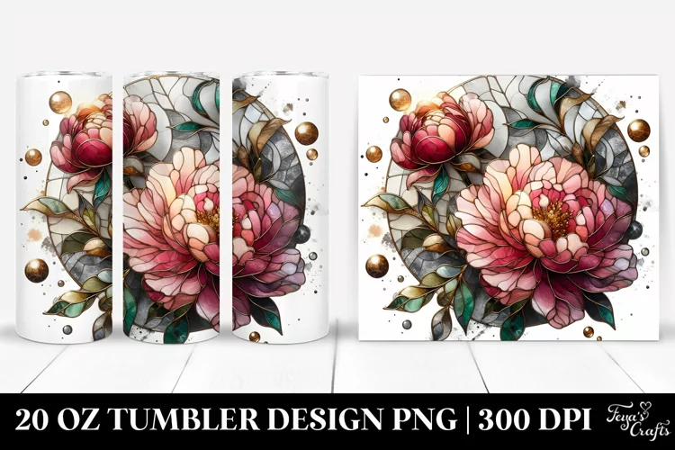 Stained Peonies -like Material | 20 Oz Tumbler