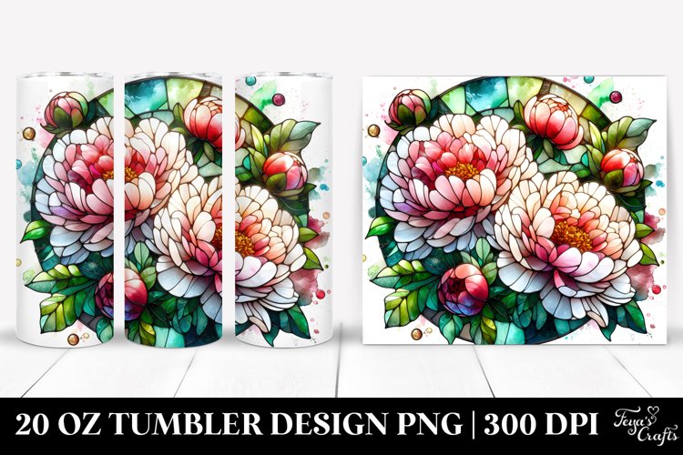 Stained Peonies -like Material | 20 Oz Tumbler example image 1