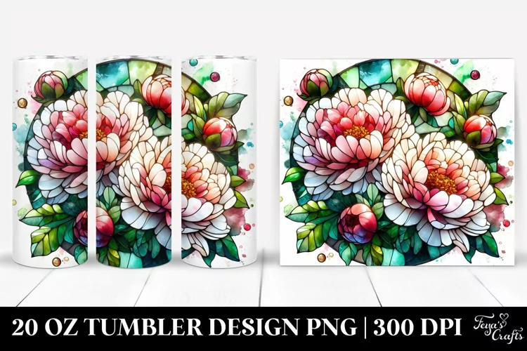 Stained Peonies -like Material | 20 Oz Tumbler