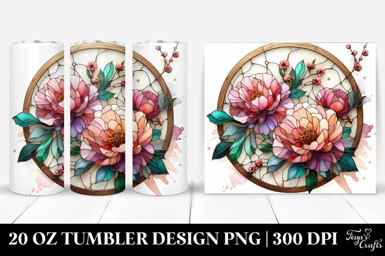 Stained Peonies -like Material | 20 Oz Tumbler