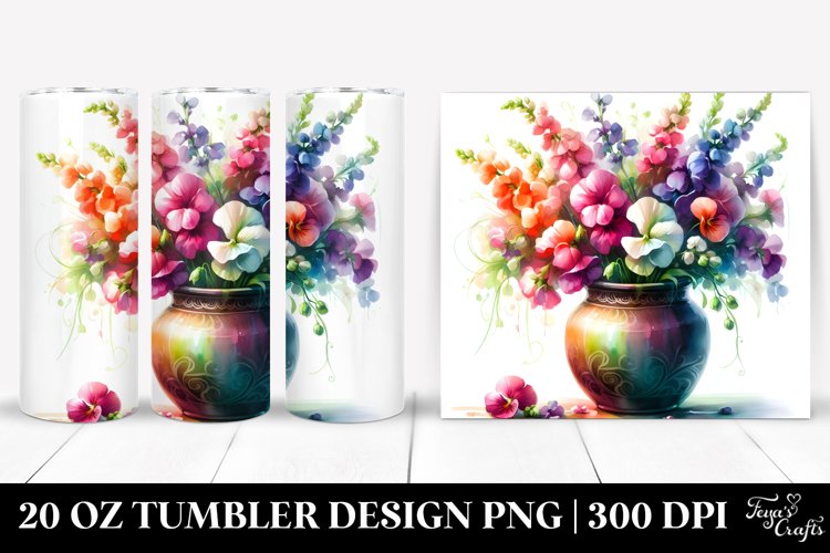 Vibrant Colorful Sweet Pea Vase | 20 Oz Tumbler