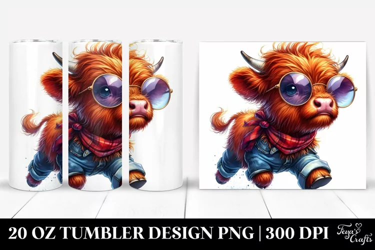 Expressive Highland Cow Watercolor Splash 20 Oz Tumbler