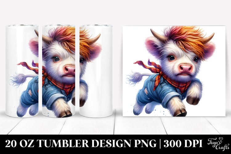 Expressive Highland Cow Watercolor Splash 20 Oz Tumbler example image 1
