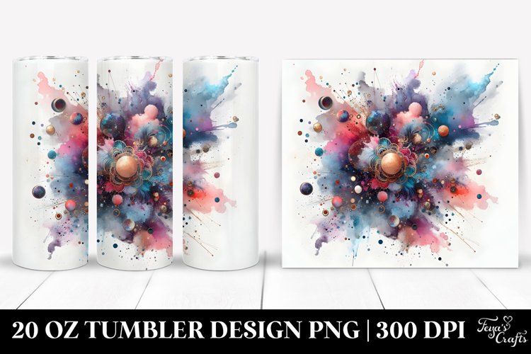 Colorful Watercolor Splash with Metallic Insertions | 20 Oz example image 1