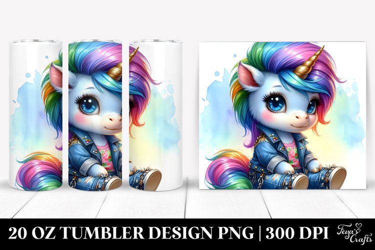 Cute Unicorn Sitting Watercolor 20 Oz Tumbler