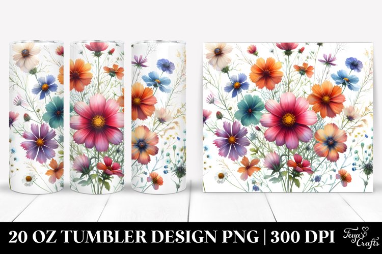 Centered Watercolor Wild Flowers | 20 Oz Tumbler example image 1