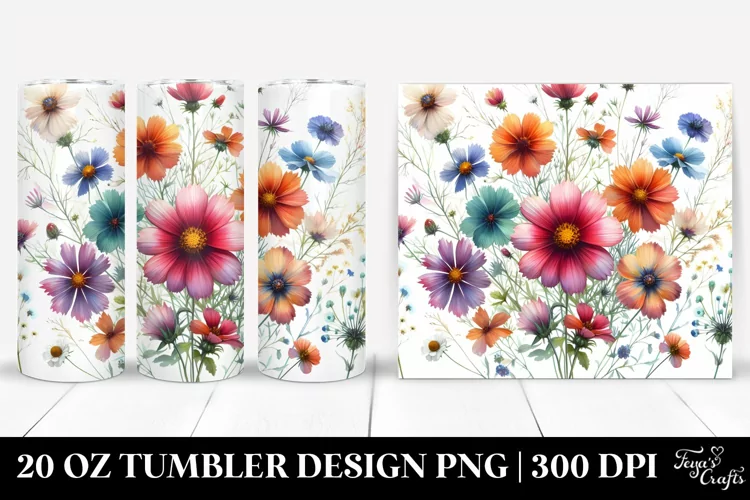 Centered Watercolor Wild Flowers | 20 Oz Tumbler