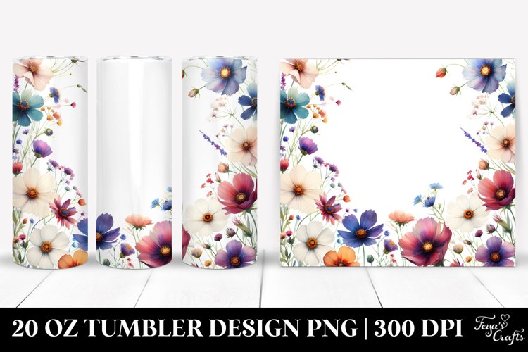 Centered Watercolor Wild Flowers | 20 Oz Tumbler