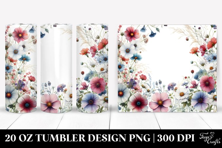Centered Watercolor Wild Flowers | 20 Oz Tumbler