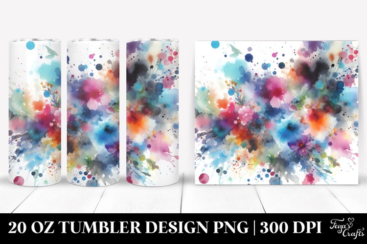Colorful Watercolor Splash | 20 oz Tumbler example image 1