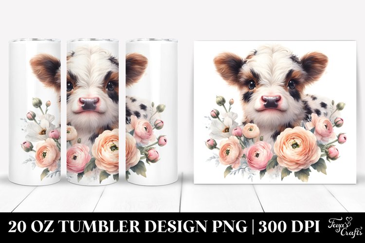 Highland Cow Ranunculus Tumbler | 20 Oz example image 1