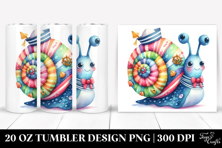 Watercolor Snail Sailor | 20 Oz Tumbler