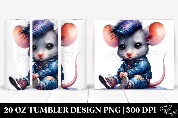 Sitting Cute Mouse Watercolor 20 Oz Tumbler example image 1