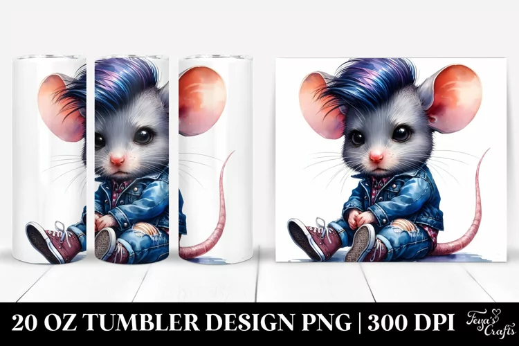 Sitting Cute Mouse Watercolor 20 Oz Tumbler