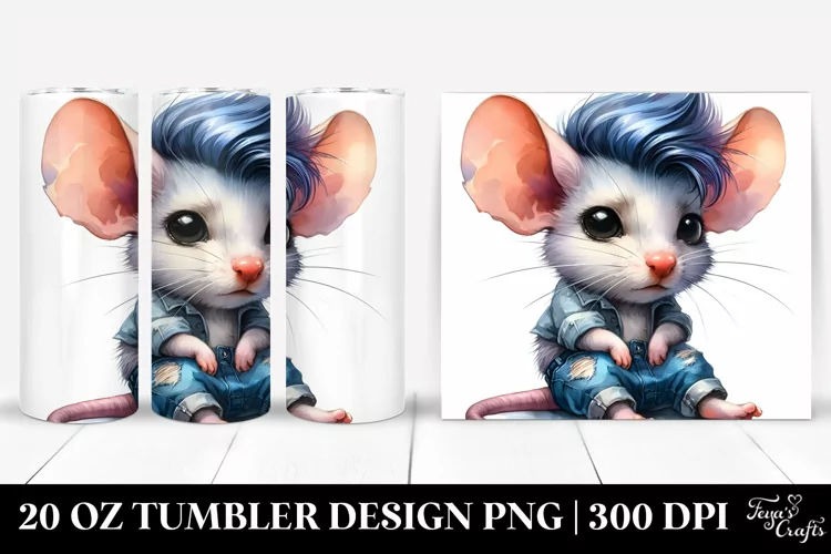 Sitting Cute Mouse Watercolor 20 Oz Tumbler