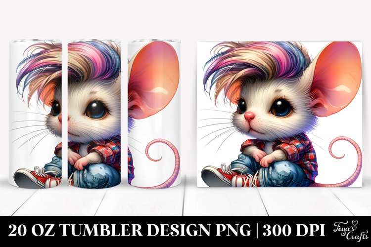 Sitting Cute Mouse Watercolor 20 Oz Tumbler example image 1
