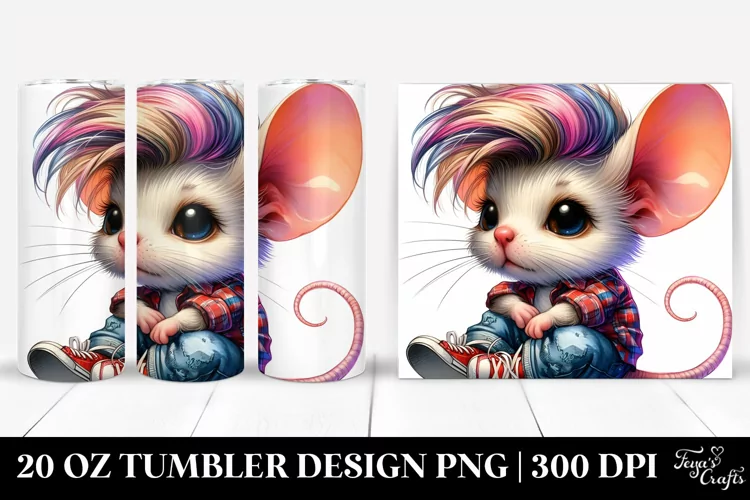 Sitting Cute Mouse Watercolor 20 Oz Tumbler