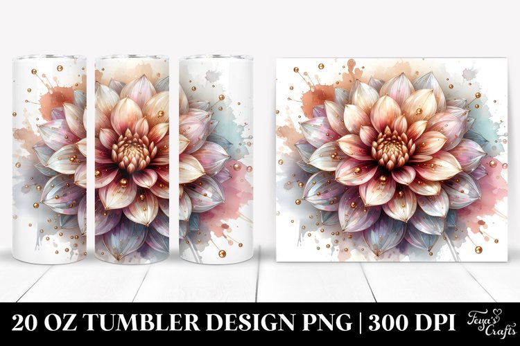 20 Oz Tumbler Sublimation | Shiny Dahlia Golden