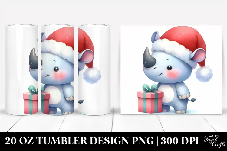 Happy Rhino with Gift Box, Transparent 20 Oz Tumbler