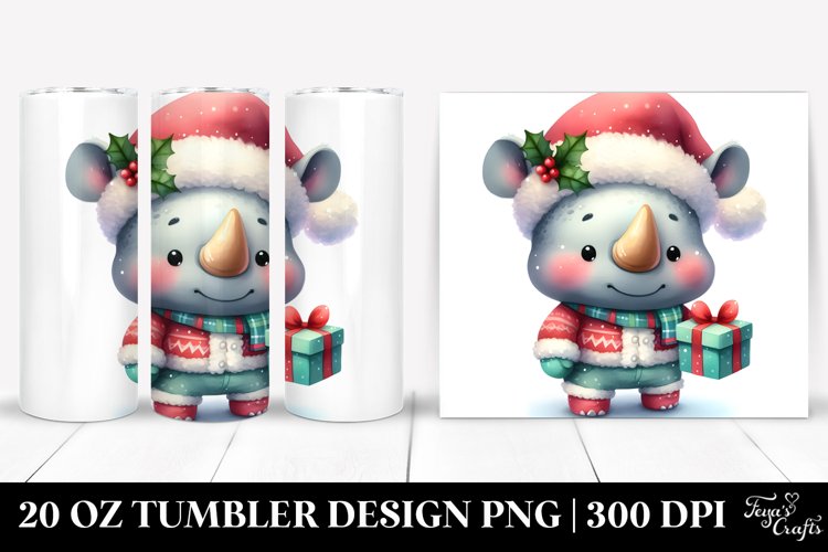 Expressive Baby Rhino Dressed for Winter, High-Res 20 Oz example image 1