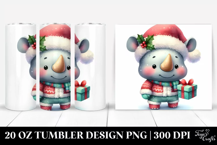 Expressive Baby Rhino Dressed for Winter, High-Res 20 Oz