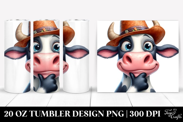 Funny Cow Portrait with Goofy Smile | 20 oz Tumbler example image 1