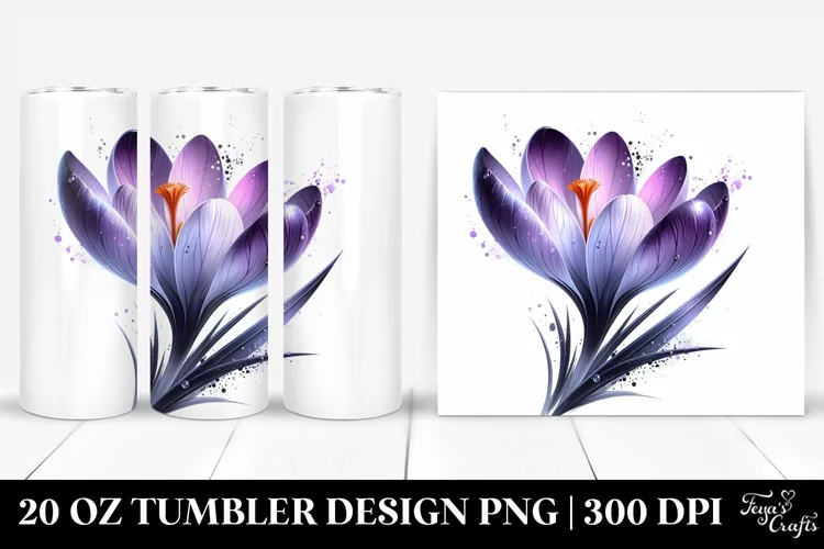 Detailed Shiny Crocus Watercolor Splash | 20 Oz Tumbler