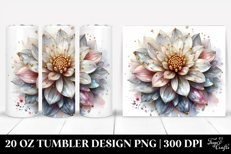 Shiny Dahlia Golden Watercolor | 20 Oz Tumbler
