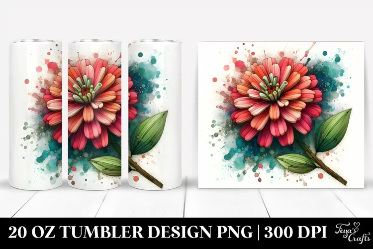 Abstract Wooden Stained Zinnia | 20 oz Tumbler