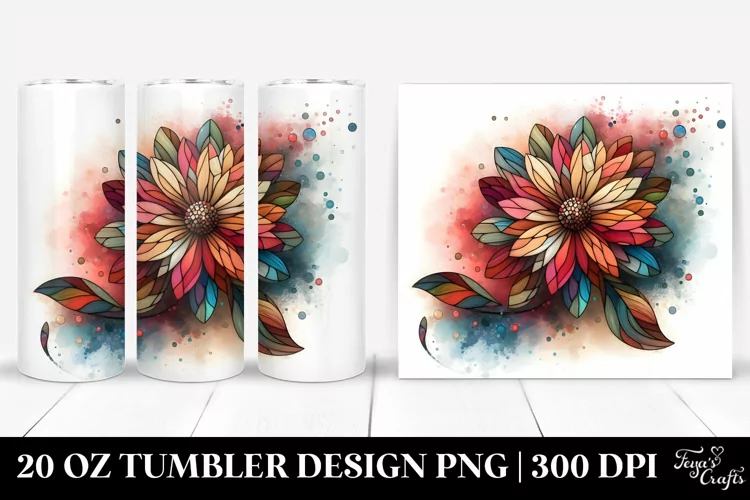 Abstract Wooden Stained Zinnia | 20 oz Tumbler