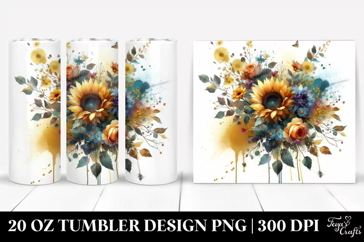 Colorful Bouquet with Sunflower | 20 Oz Tumbler