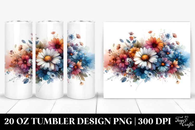 Colorful Daisy Horizontal Frame | 20 Oz Tumbler example image 1
