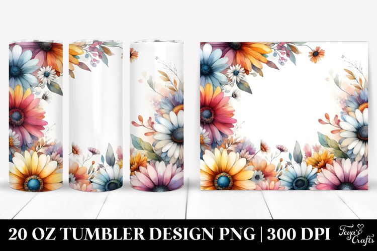 Colorful Daisy Horizontal Frame | 20 Oz Tumbler example image 1