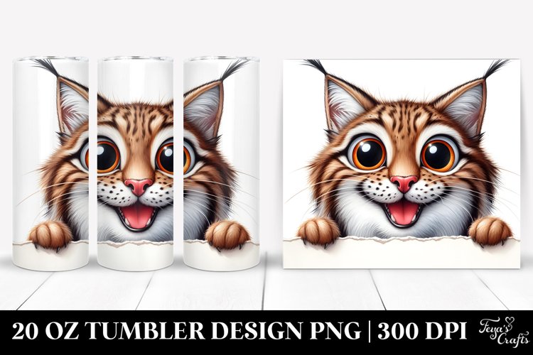 Crazy Lynx Peeking | 20 Oz Tumbler example image 1