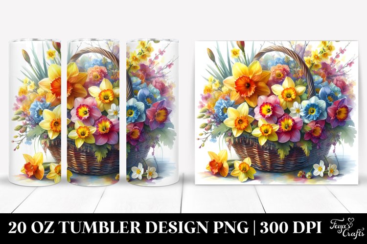 20 Oz Tumbler Sublimation | Vibrant Watercolor Basket with