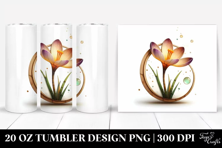 Stained Crocus with Watercolor Splash | 20 Oz Tumbler.