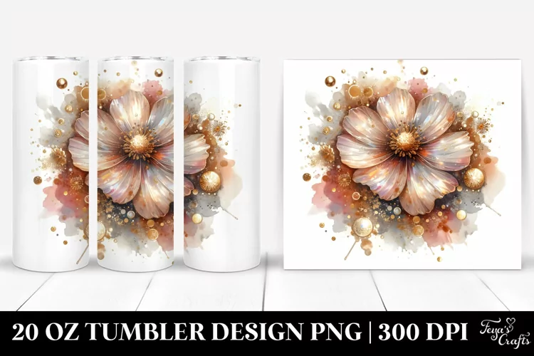 Shiny Cosmos Golden Watercolor Splash | 20 Oz Tumbler