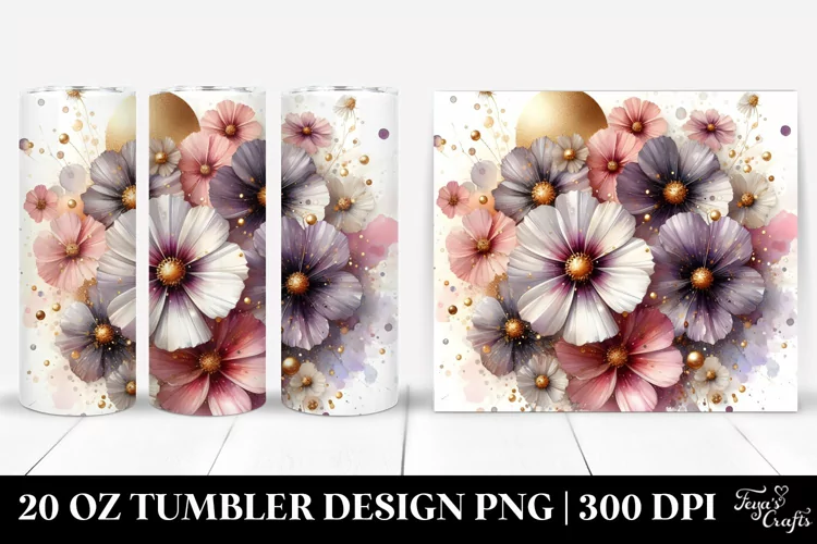 Shiny Cosmos Golden Watercolor Splash | 20 Oz Tumbler