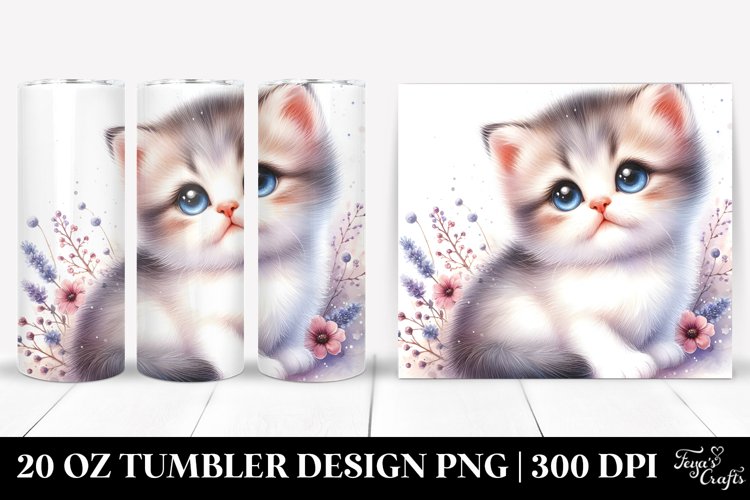 Watercolor Baby Cat Tumbler | 20 oz Tumbler