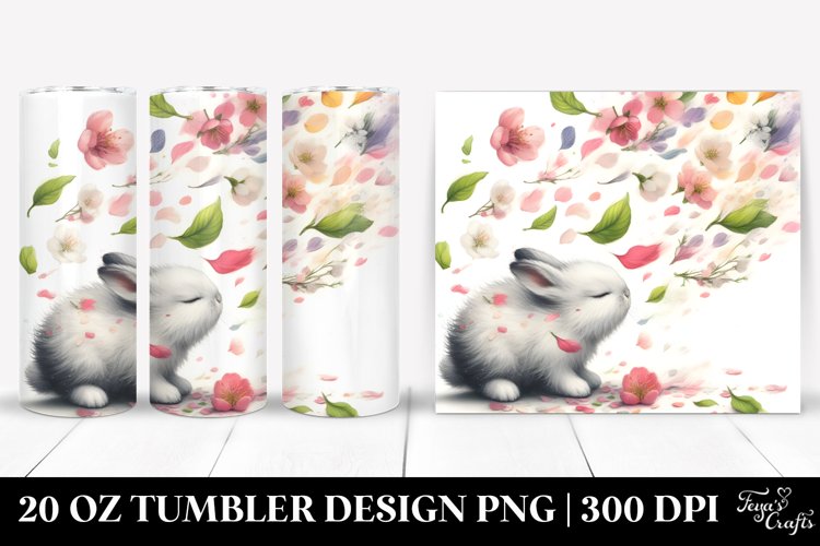 Watercolor Rabbit Spring Wind | 20 Oz Tumbler example image 1