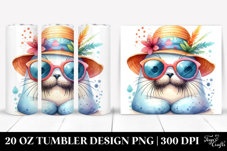 Cute Baby Walrus Sunglasses | 20 oz Tumbler example image 1