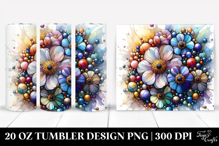Colorful Stained Anemone Tumbler | 20 Oz Tumbler