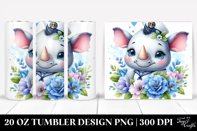 Cute Baby Rhino Sailor Tumbler