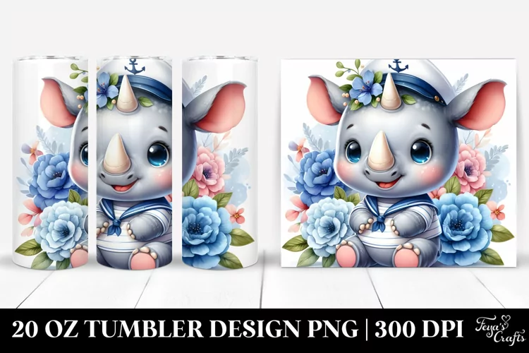 Cute Baby Rhino Sailor Tumbler